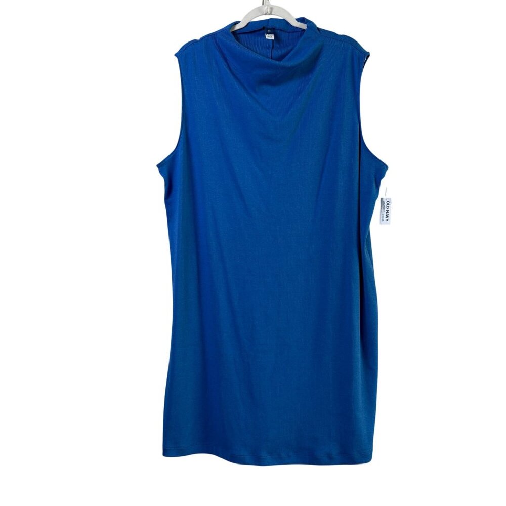Old Navy Mock Neck Mini Dress Plus Size 3X Blue Sleeveless Minimalist NWT